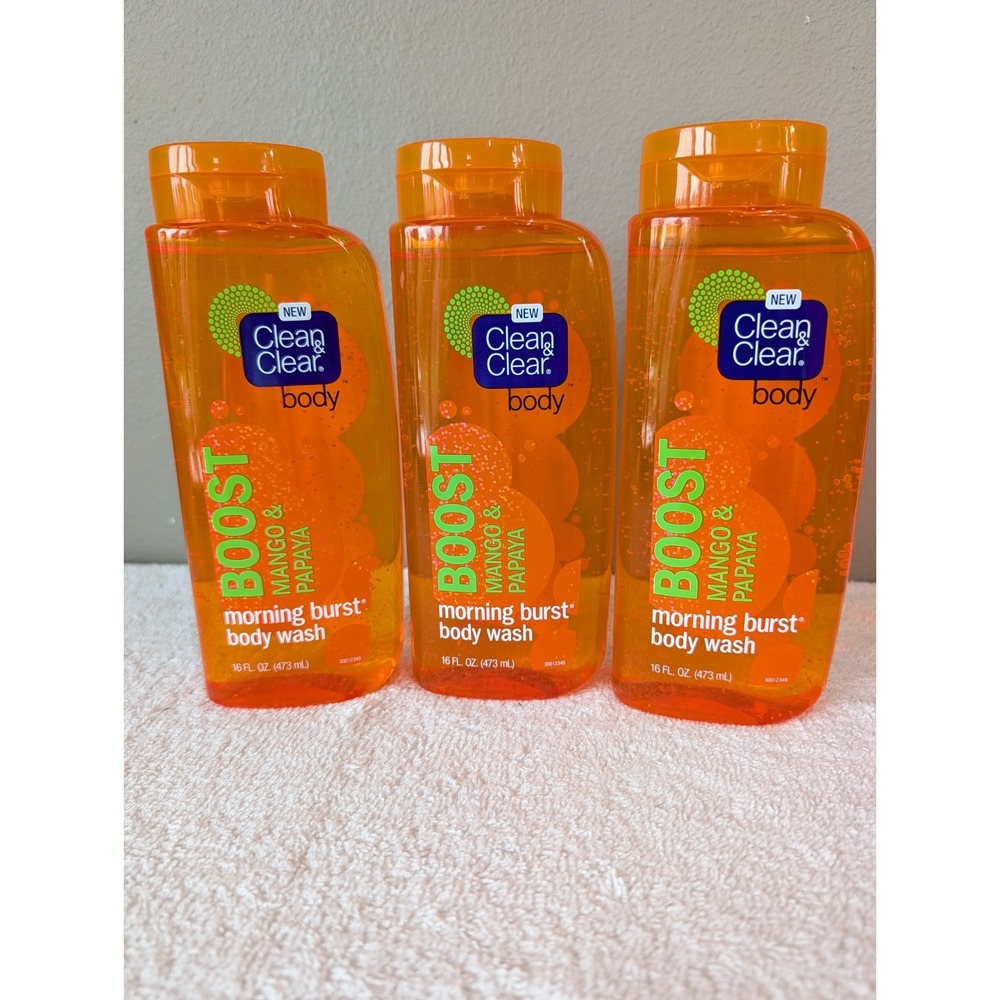 3 Clean & Clear  Boost Mango & Papaya Morning Burst Body Wash 16oz New